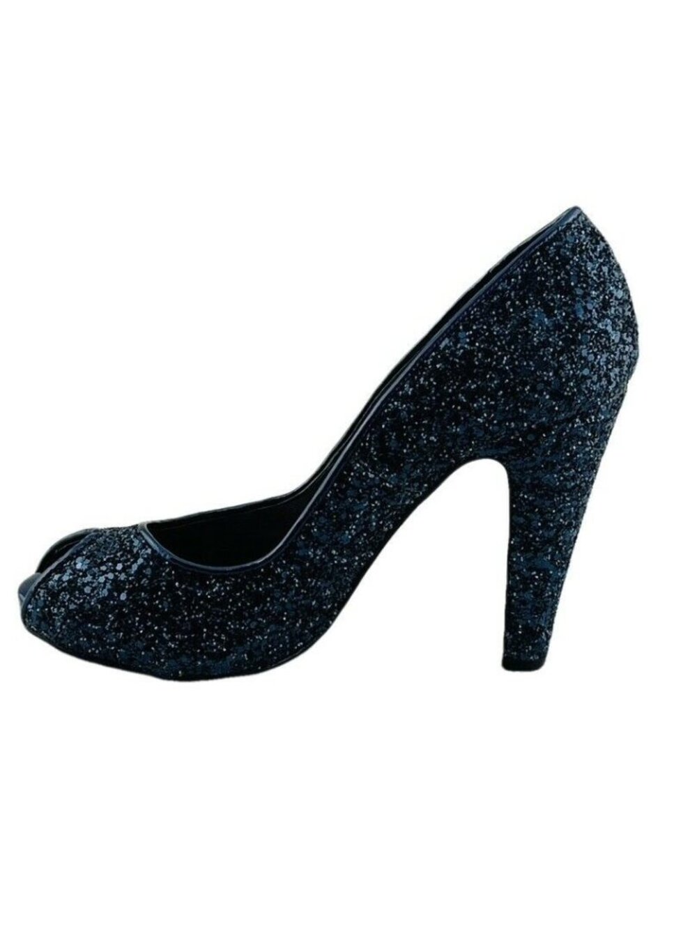 Dune Womens Black Glitter Peep Toe High Heel Pumps Size 39 EU 8.5 US - Picture 8 of 10